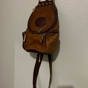 Valentino Brown Leather Backpack with Gold Accents